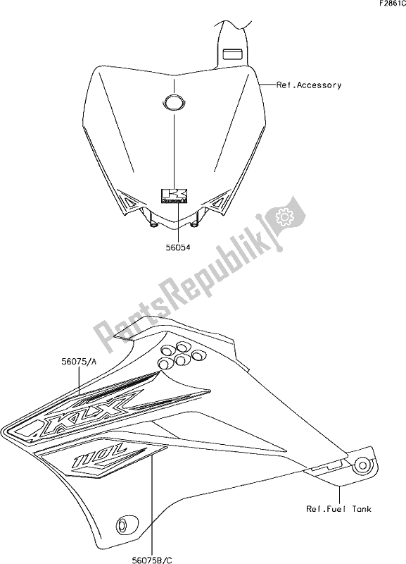 Alle onderdelen voor de 43 Decals(djf) van de Kawasaki KLX 110L 2019