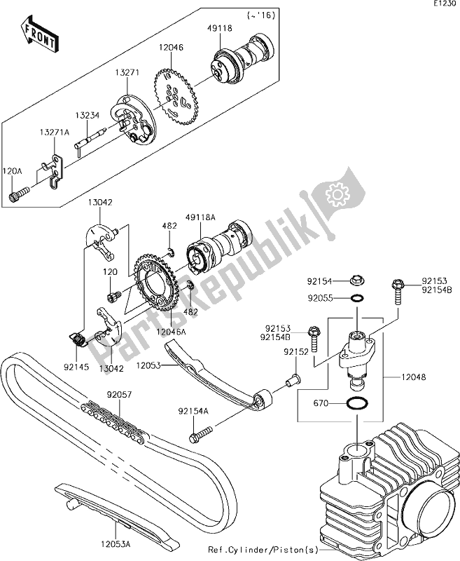 Tutte le parti per il 6 Camshaft(s)/tensioner del Kawasaki KLX 110L 2019