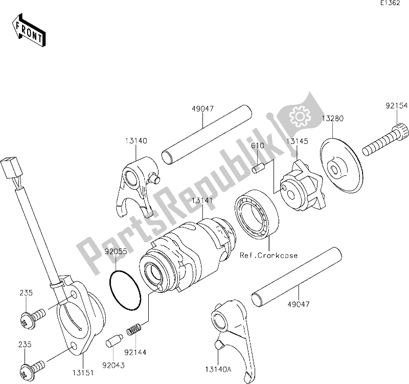 Todas las partes para 11 Gear Change Drum/shift Fork(s) de Kawasaki KLX 110L 2020