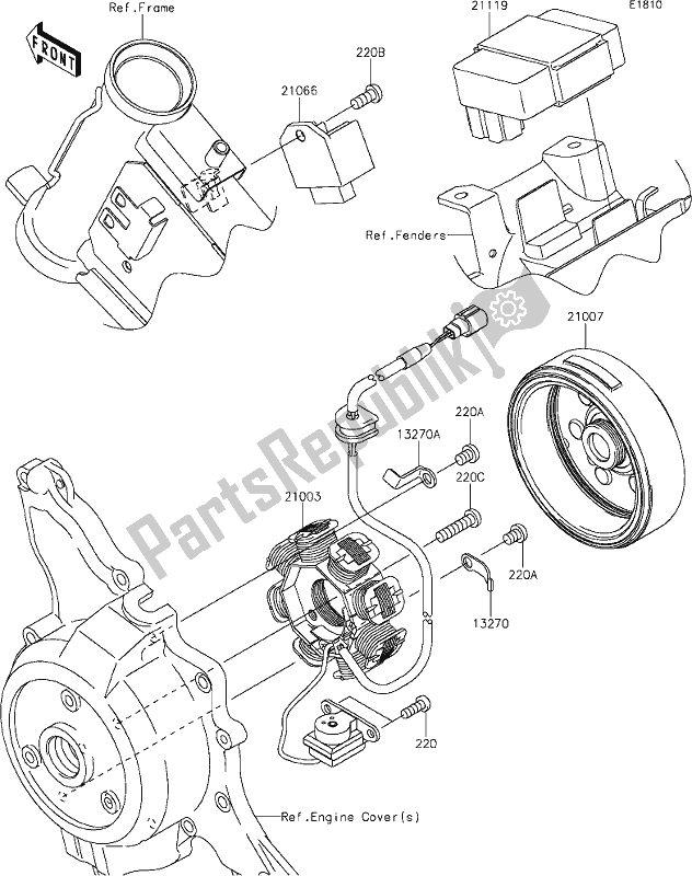 Alle onderdelen voor de 17 Generator van de Kawasaki KLX 110L 2020