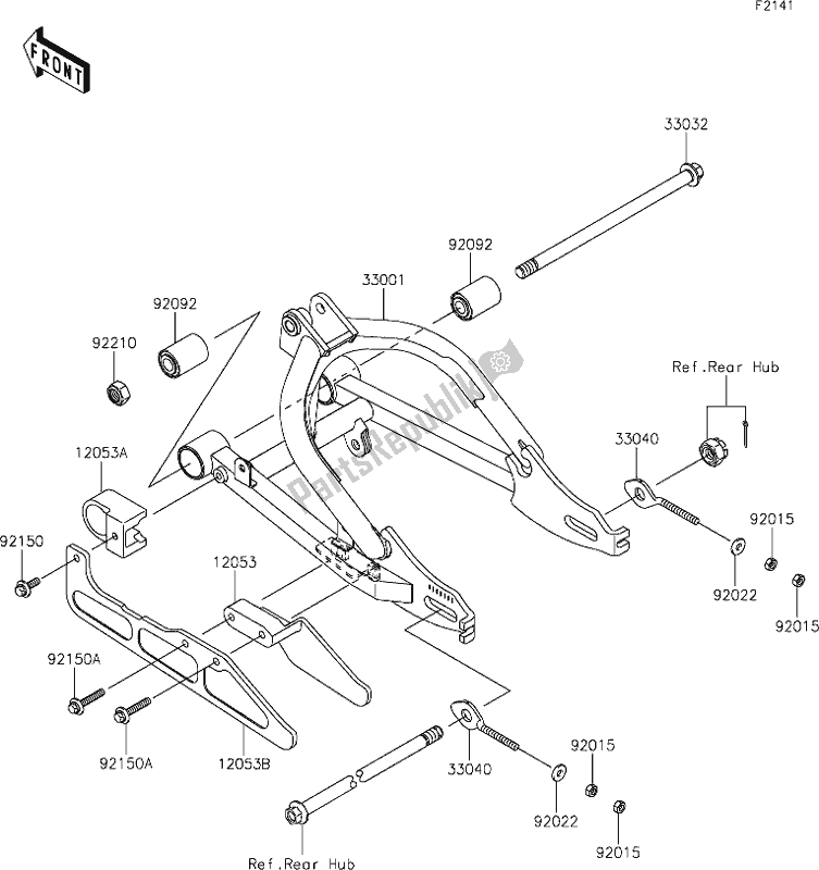 Alle onderdelen voor de 22 Swingarm van de Kawasaki KLX 110L 2020