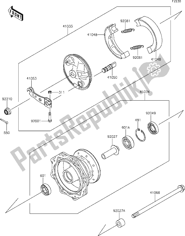 All parts for the 28 Front Hub of the Kawasaki KLX 110L 2020