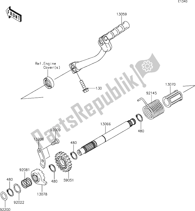 All parts for the 8 Kickstarter Mechanism of the Kawasaki KLX 110L 2020