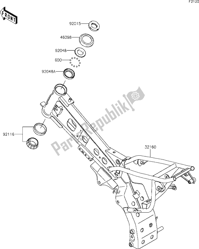 Tutte le parti per il 20 Frame del Kawasaki KLX 110L 2021