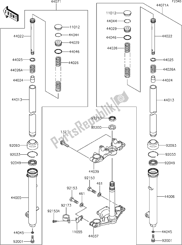 Tutte le parti per il 32 Front Fork del Kawasaki KLX 110L 2021