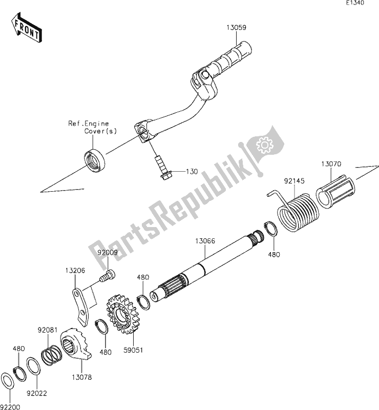 Tutte le parti per il 8 Kickstarter Mechanism del Kawasaki KLX 110L 2021