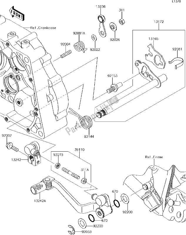 All parts for the 11 Gear Change Mechanism of the Kawasaki KLX 140 2017
