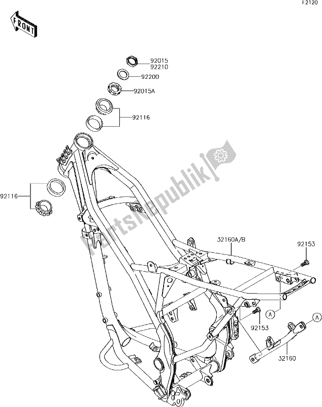 Tutte le parti per il 19 Frame del Kawasaki KLX 140 2017