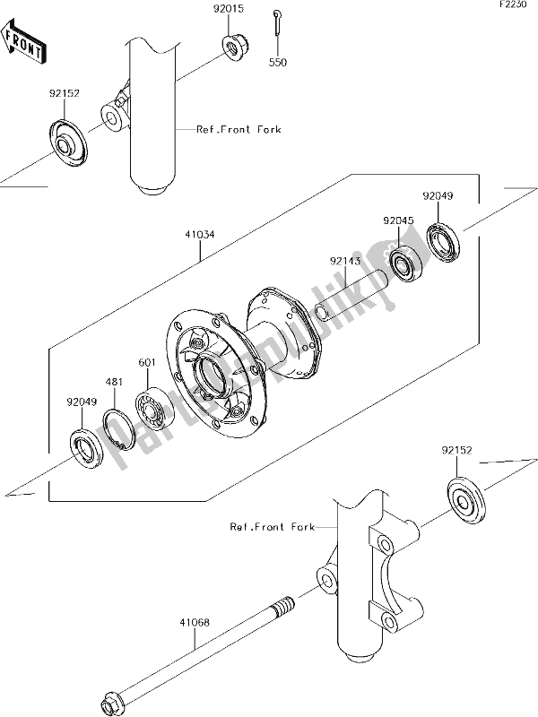 Tutte le parti per il 27 Front Hub del Kawasaki KLX 140 2017