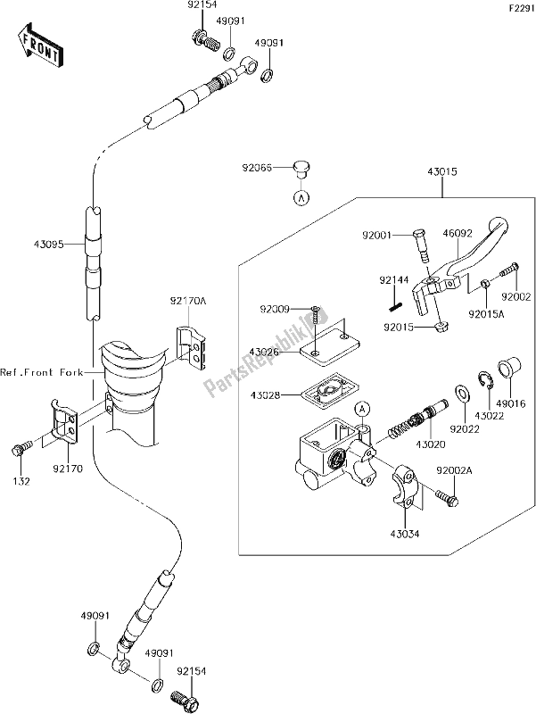 All parts for the 30 Front Master Cylinder of the Kawasaki KLX 140 2017