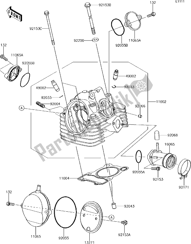 All parts for the 1 Cylinder Head of the Kawasaki KLX 140 2018