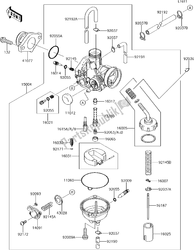 Alle onderdelen voor de 14-1carburetor van de Kawasaki KLX 140 2018