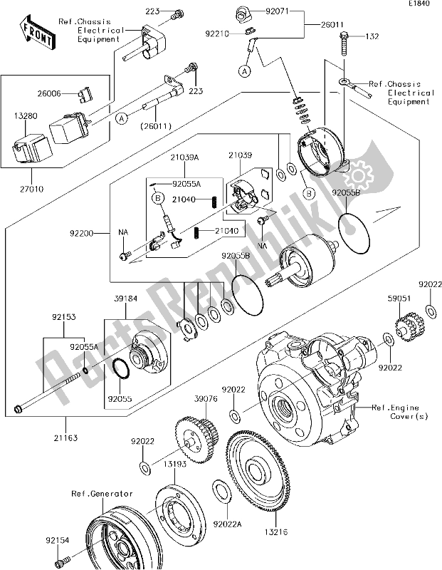 All parts for the 18 Starter Motor of the Kawasaki KLX 140 2018