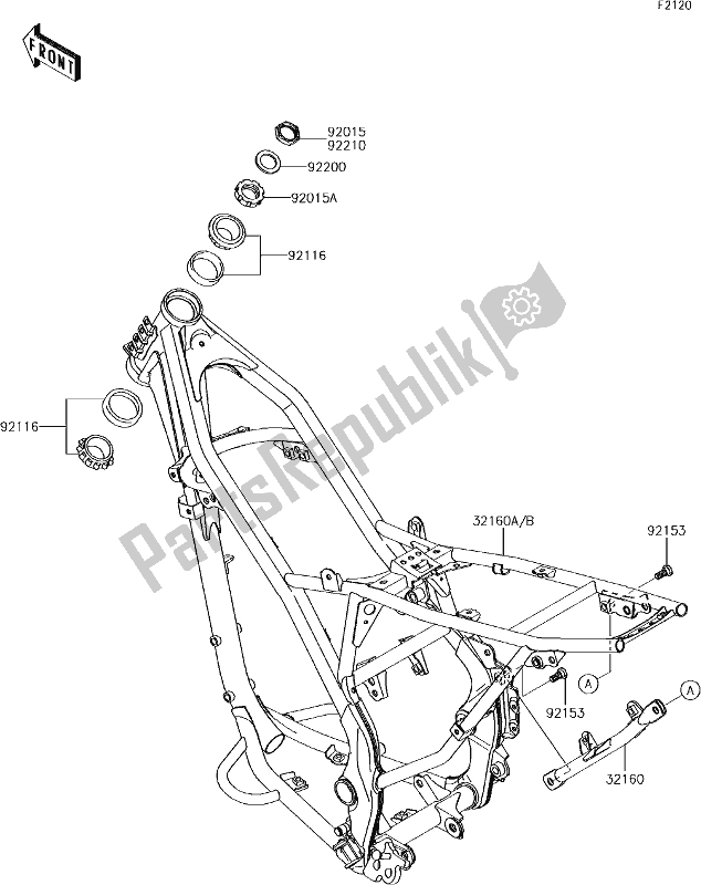 All parts for the 19 Frame of the Kawasaki KLX 140 2018