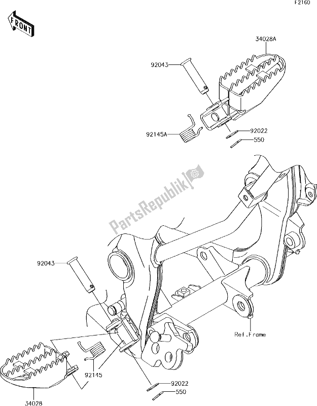 All parts for the 23 Footrests of the Kawasaki KLX 140 2018