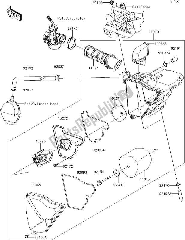 All parts for the 3 Air Cleaner of the Kawasaki KLX 140 2018