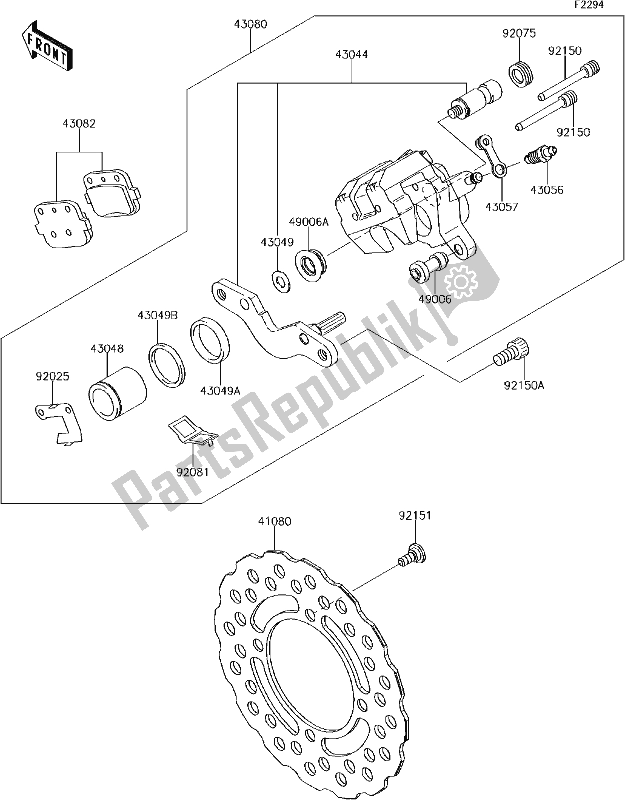 All parts for the 33 Rear Brake of the Kawasaki KLX 140 2018