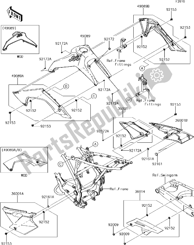 All parts for the 39 Side Covers/chain Cover of the Kawasaki KLX 140 2018