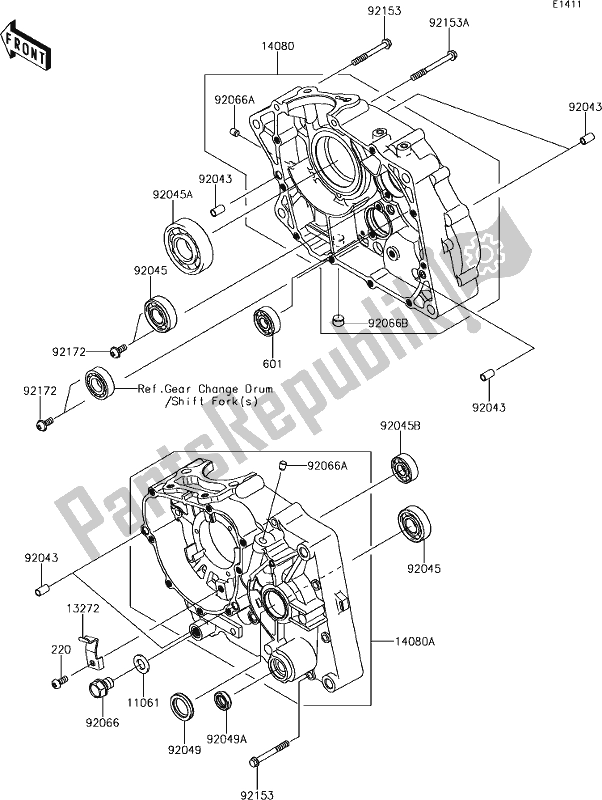 Tutte le parti per il 12 Crankcase del Kawasaki KLX 140 2019