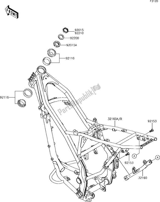 Tutte le parti per il 19 Frame del Kawasaki KLX 140 2019