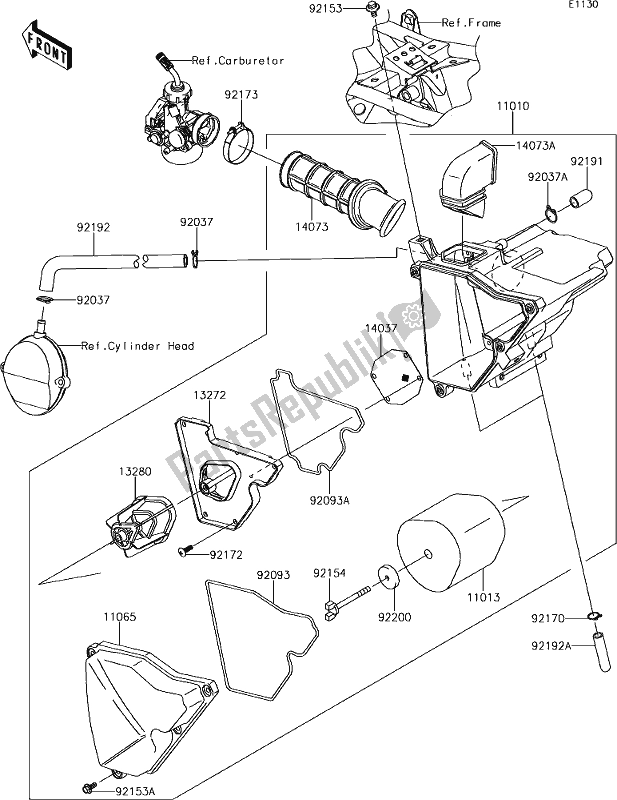 Alle onderdelen voor de 3 Air Cleaner van de Kawasaki KLX 140 2019