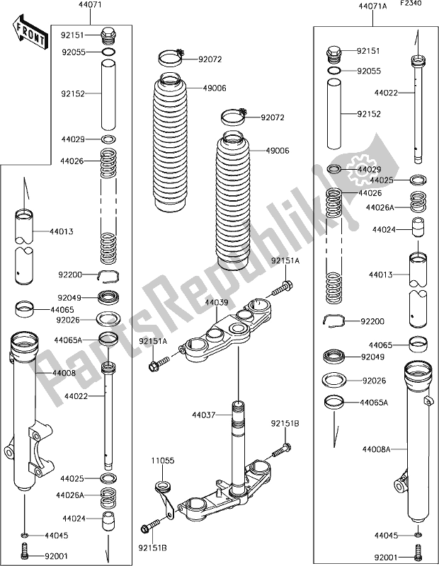 Tutte le parti per il 35 Front Fork del Kawasaki KLX 140 2019