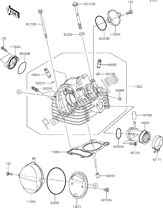 Alle onderdelen voor de 1 Cylinder Head van de Kawasaki KLX 140 2020