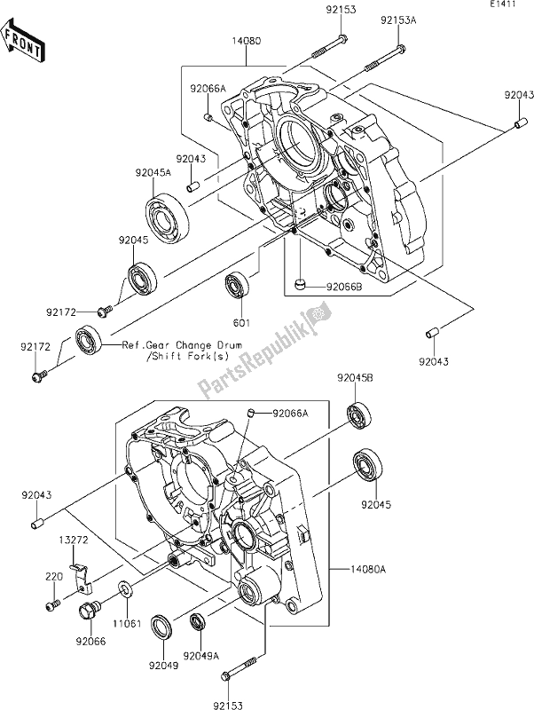 Alle onderdelen voor de 12 Crankcase van de Kawasaki KLX 140 2020