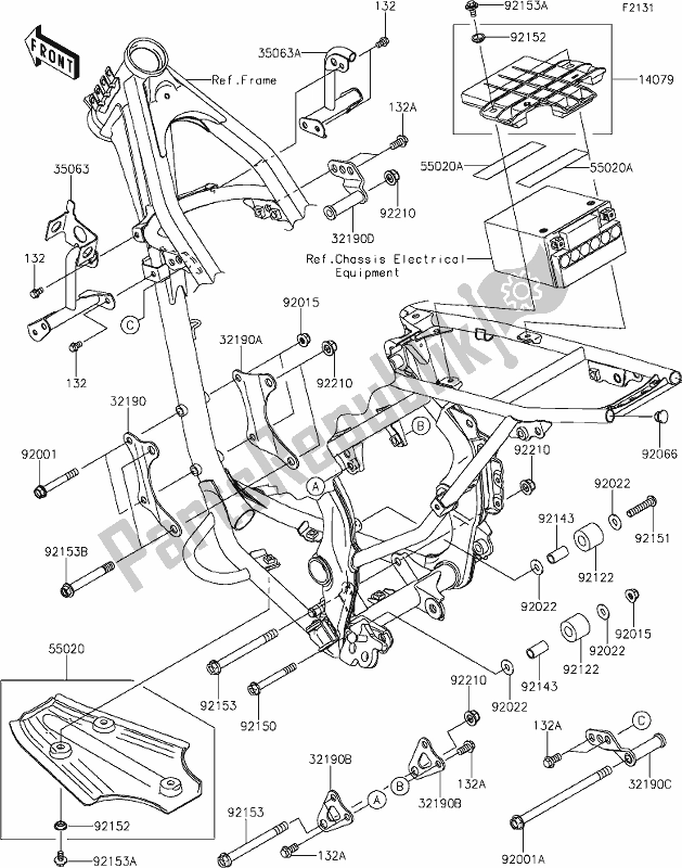 Wszystkie części do 20 Frame Fittings Kawasaki KLX 140 2020