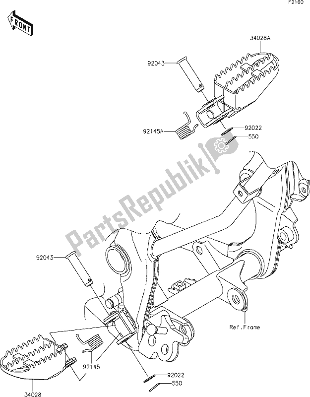 Alle onderdelen voor de 23 Footrests van de Kawasaki KLX 140 2020