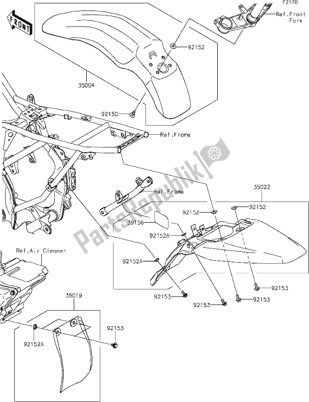 All parts for the 24 Fenders of the Kawasaki KLX 140 2020