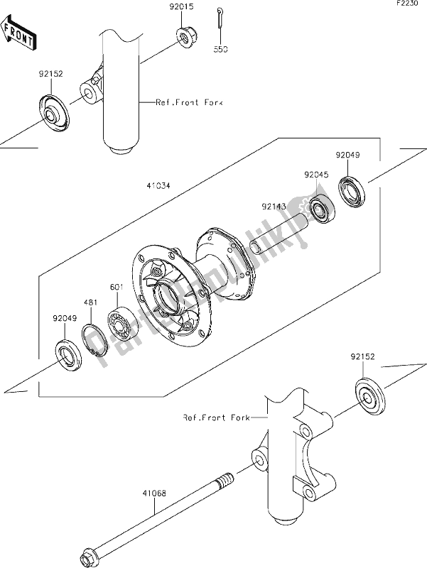 Alle onderdelen voor de 27 Front Hub van de Kawasaki KLX 140 2020