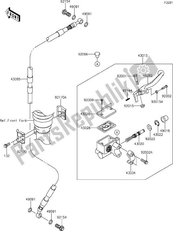 Alle onderdelen voor de 30 Front Master Cylinder van de Kawasaki KLX 140 2020