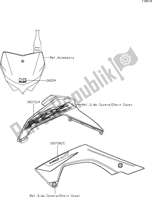 Alle onderdelen voor de 46 Decals(akf) van de Kawasaki KLX 140 2020