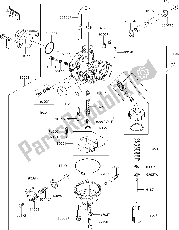 Alle onderdelen voor de 14-1carburetor van de Kawasaki KLX 140L 2017
