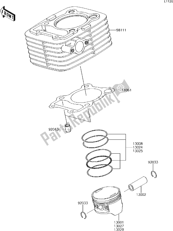 All parts for the 2 Cylinder/piston(s) of the Kawasaki KLX 140L 2017