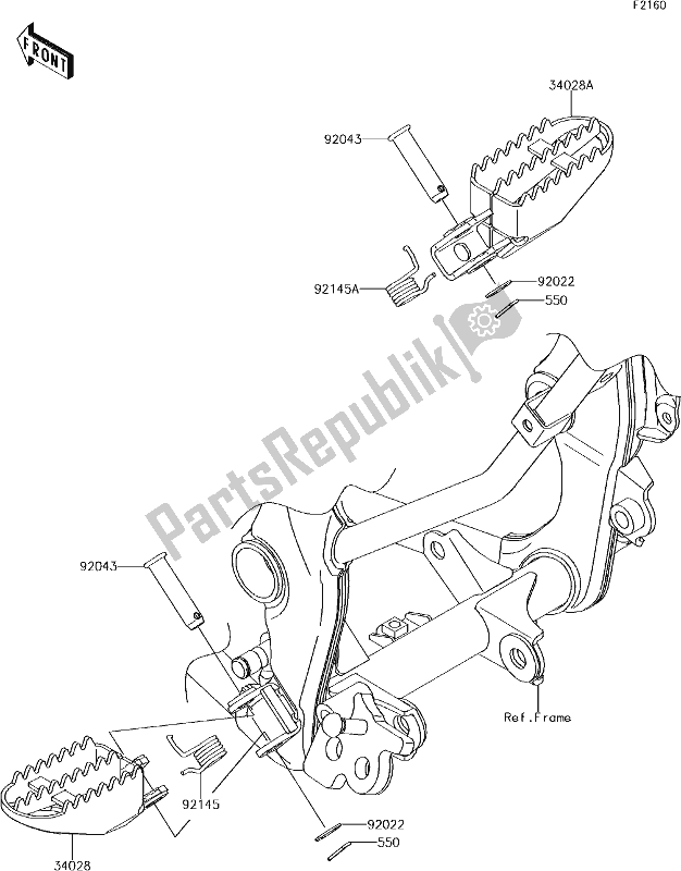 Wszystkie części do 23 Footrests Kawasaki KLX 140L 2017