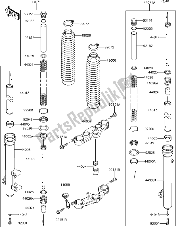 Alle onderdelen voor de 35 Front Fork van de Kawasaki KLX 140L 2017