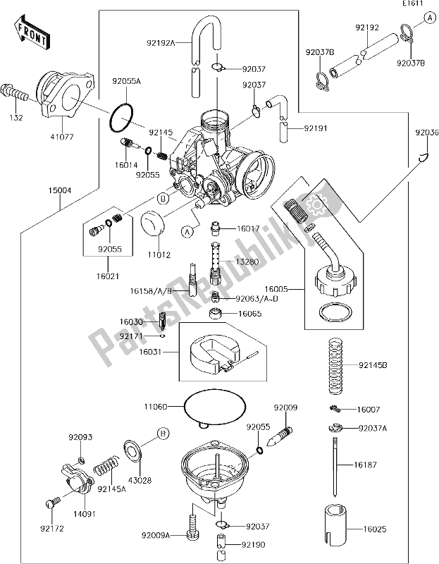 Alle onderdelen voor de 14-1carburetor van de Kawasaki KLX 140L 2018