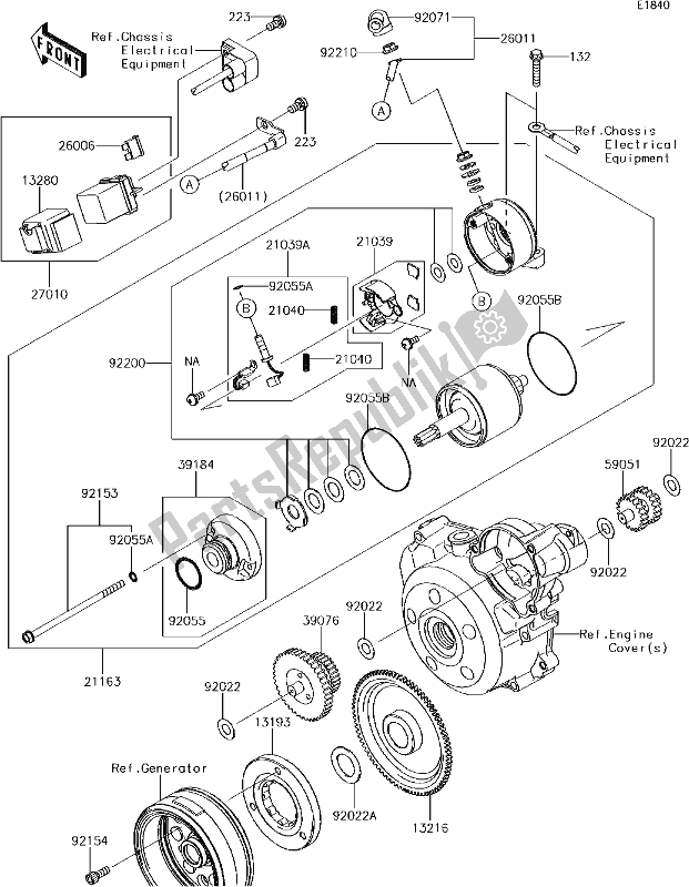 All parts for the 18 Starter Motor of the Kawasaki KLX 140L 2018