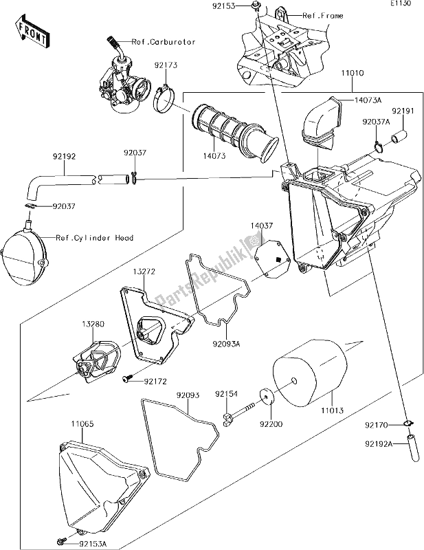 All parts for the 3 Air Cleaner of the Kawasaki KLX 140L 2018