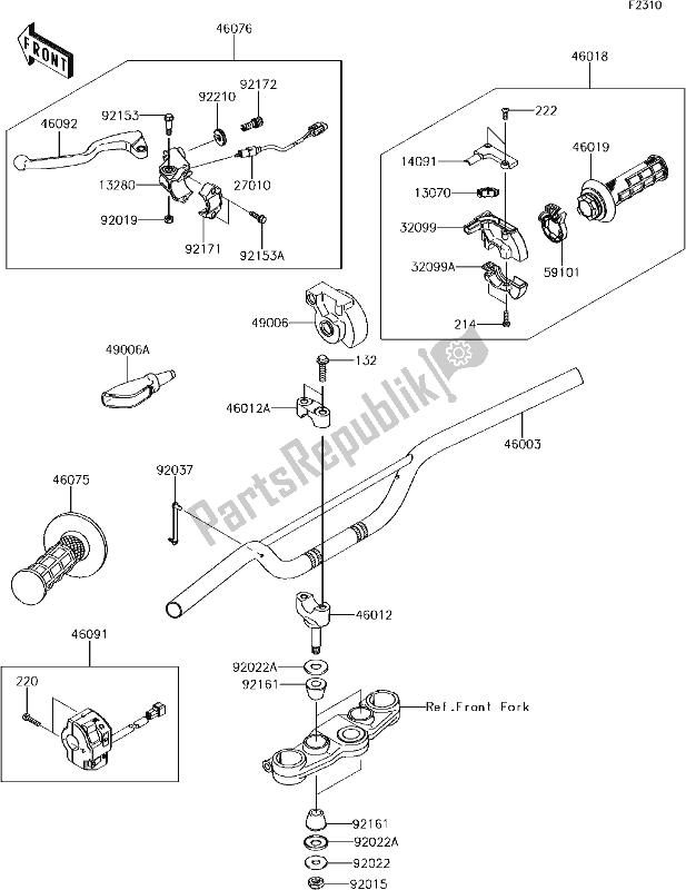 All parts for the 34 Handlebar of the Kawasaki KLX 140L 2018