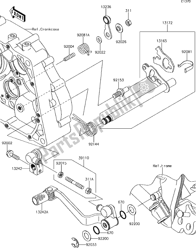 Tutte le parti per il 11 Gear Change Mechanism del Kawasaki KLX 140L 2019