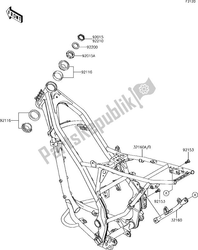 Tutte le parti per il 19 Frame del Kawasaki KLX 140L 2019