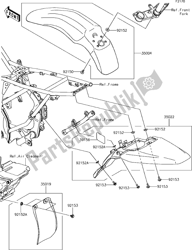 Tutte le parti per il 24 Fenders del Kawasaki KLX 140L 2019