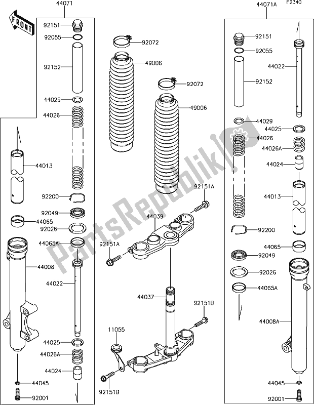 Toutes les pièces pour le 35 Front Fork du Kawasaki KLX 140L 2019