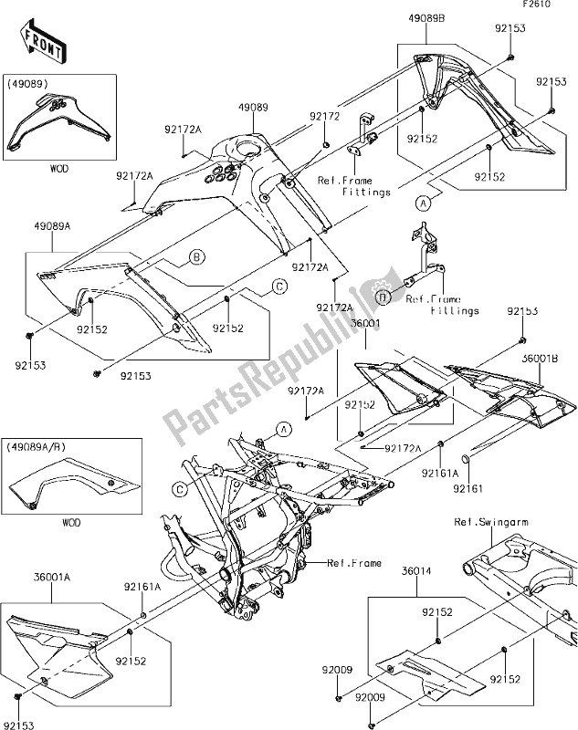 Tutte le parti per il 39 Side Covers/chain Cover(bhf/bjf) del Kawasaki KLX 140L 2019