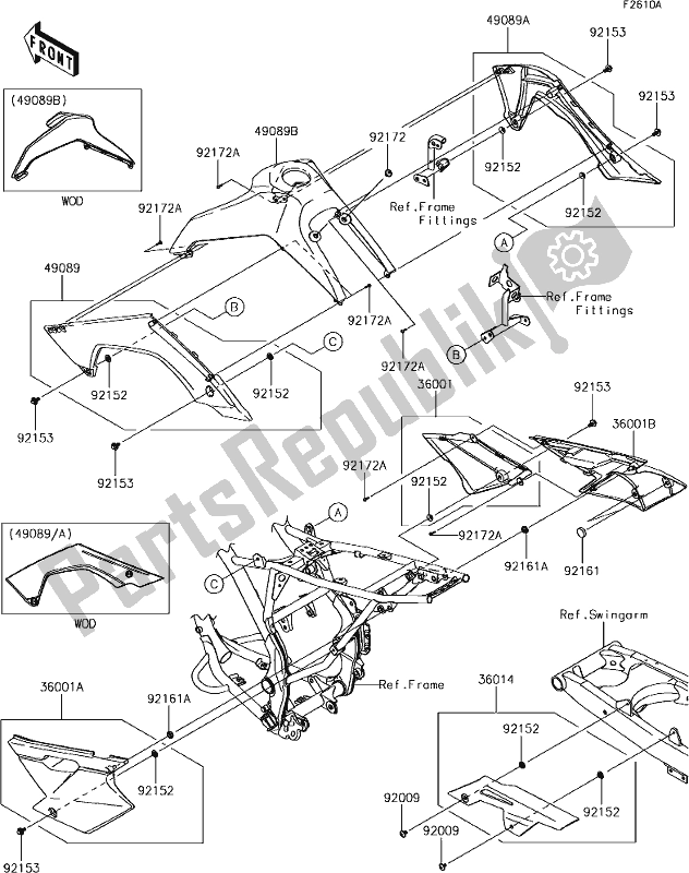 Toutes les pièces pour le 40 Side Covers/chain Cover(bkf) du Kawasaki KLX 140L 2019