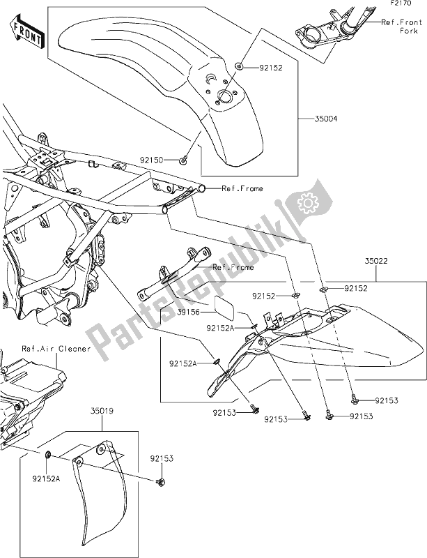 Tutte le parti per il 24 Fenders del Kawasaki KLX 140L 2020