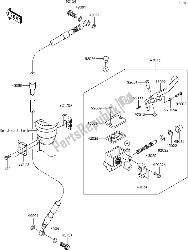 All parts for the 30 Front Master Cylinder of the Kawasaki KLX 140L 2020